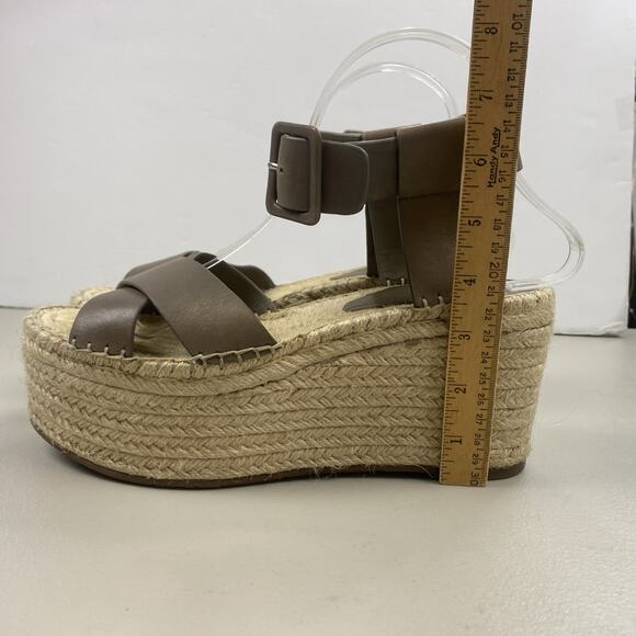Marc Fisher Sandals 9 Platform Espadrille Brown Leather Ankle Strap Boho Randall - Picture 5 of 12